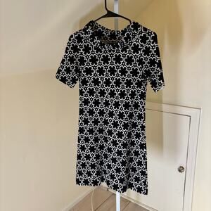 Ann Taylor EUC Women's Black Floral Cotton Mock Neck Sweater Dress XS Petite